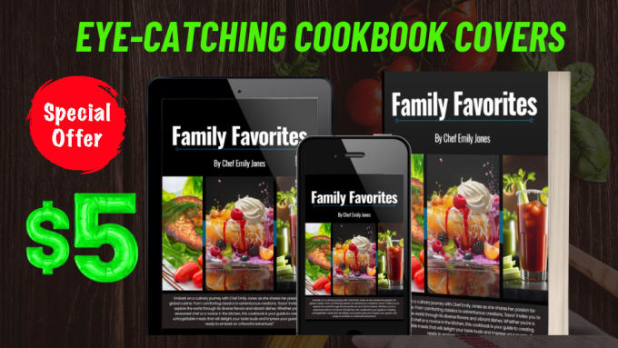 Gig Preview - Do eye catching paperback cookbook cover designs