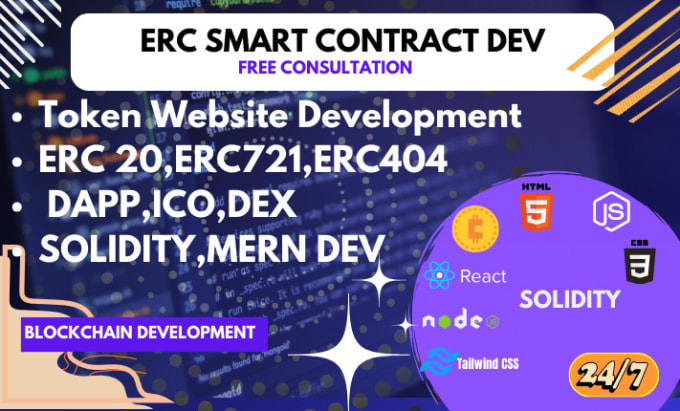 Gig Preview - Create any erc contract tokens erc 720 erc 20 erc 404 with dapp ico