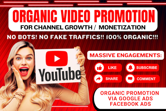 Gig Preview - Do organic viral video promotion for complete youtube channel monetization seo