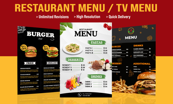 Gig Preview - Create editable restaurant menu, food menu or digital menu board