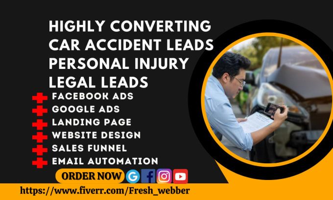 Gig Preview - Generate car accident leads personal injury lead facebook ads legal injury leads