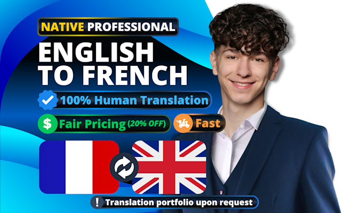 Gig Preview - Translate english to french translation and french to english translation