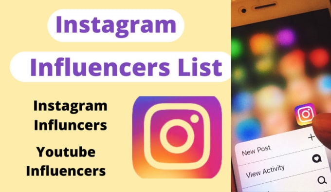 Gig Preview - Find be instagram influencers list for influencer marketing