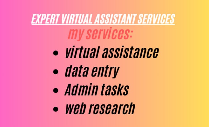 Gig Preview - Do data entry, web research and virtual assistance services