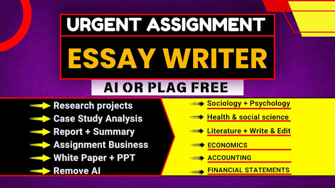 Bestseller - do urgent essay writing, research , report, assignment and case study analysis