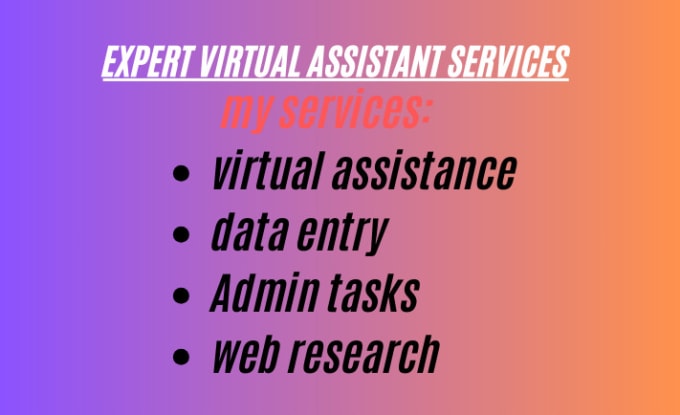 Gig Preview - Do data entry, web research and virtual assistance services