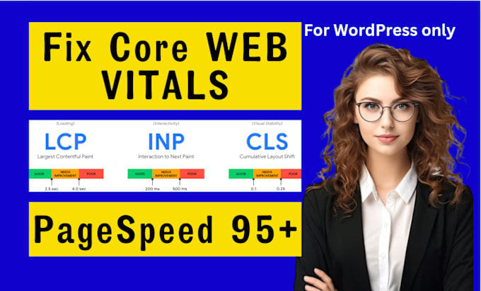 Gig Preview - Fix core web vitals, fix fcp, cls, and lcp issues, wordpress pagespeed insights