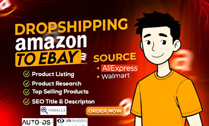 Gig Preview - Do amazon  aliexpess walmart to ebay dropshipping top listing