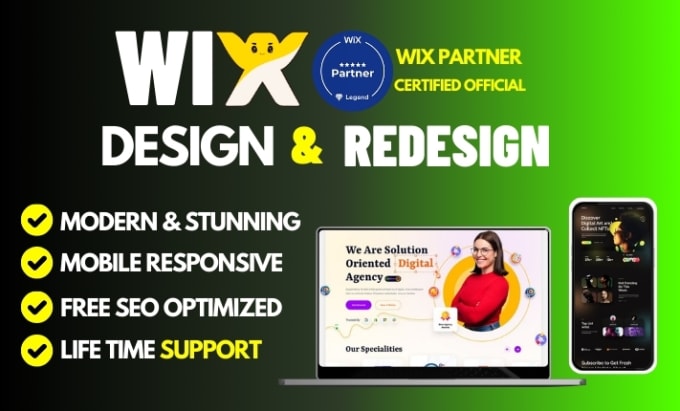 Gig Preview - Design, develop or redesign wix business website, wix ecommerce, wix studio, seo