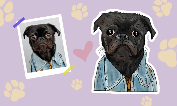 Gig Preview - Hand draw your pets, dogs, cats, into cartoon vector portraits