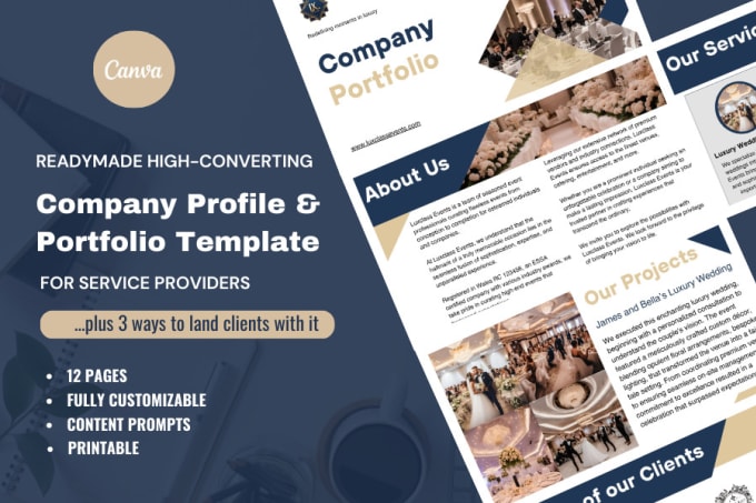 Gig Preview - Give you company profile or portfolio template editable in canva