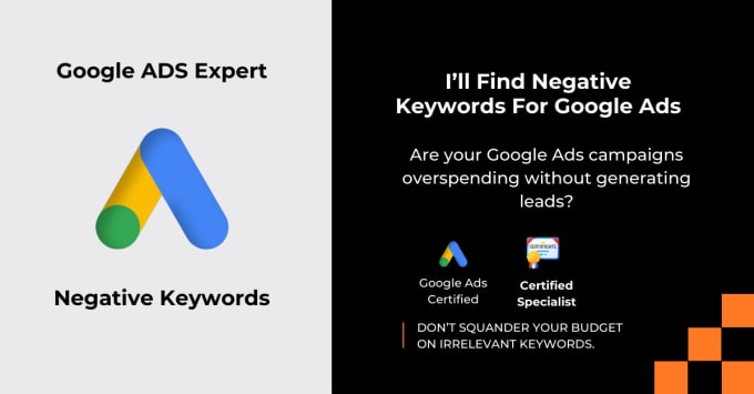 Gig Preview - Find negative keywords for your google ads ppc campaigns