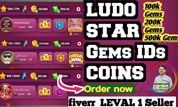 Gig Preview - Ludo star gems ids for selling