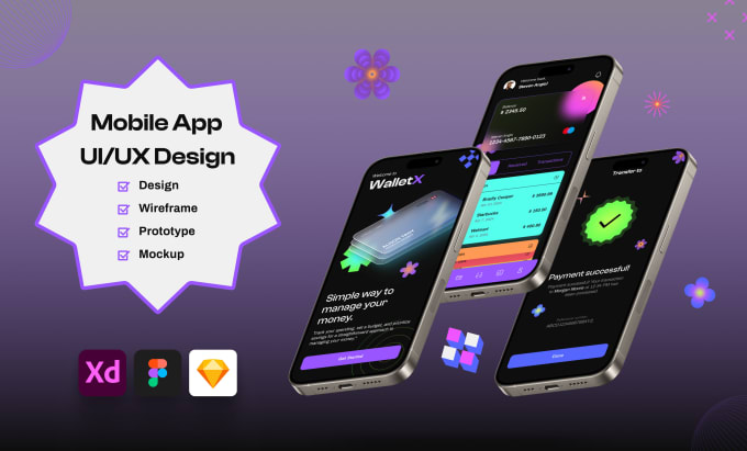 Gig Preview - Mobile app design, web design, UI UX design, wireframes, prototypes, figma, xd