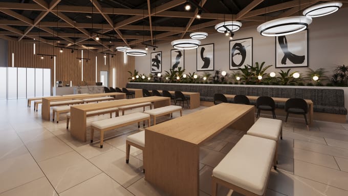 Gig Preview - Do 3d interior design and render for restaurants, cafe, retail