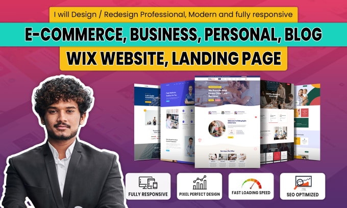 Gig Preview - Design or redesign business, personal, ecommerce, blog wix website, landing page