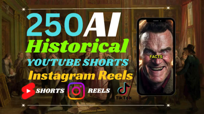 Gig Preview - Create 250 trending ai history youtube shorts and reels