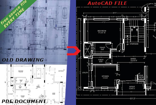 Gig Preview - Do convert your sketch, photo and old drawing into autocad