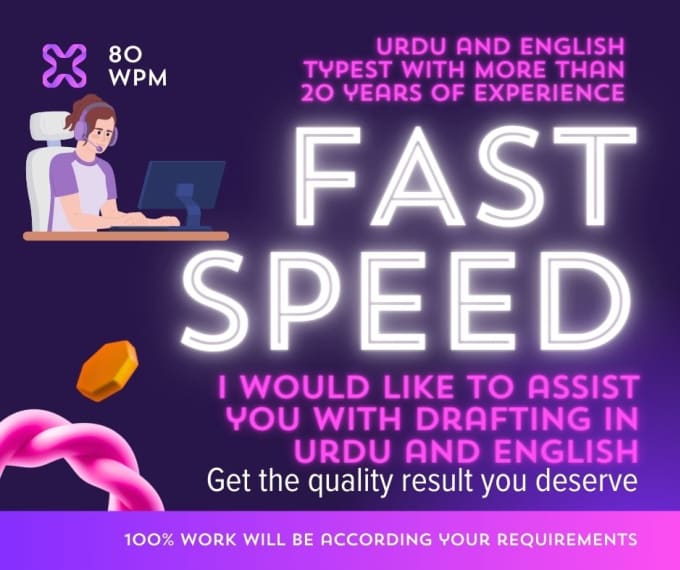 Gig Preview - Assist you with urdu english typing and urdu english translation and urdu poster