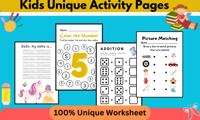 Gig Preview - Do customized worksheets, coloring pages, and books on canva