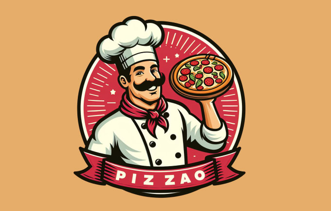 Bestseller - design realistic chef pizza mascot logo only 12 hour