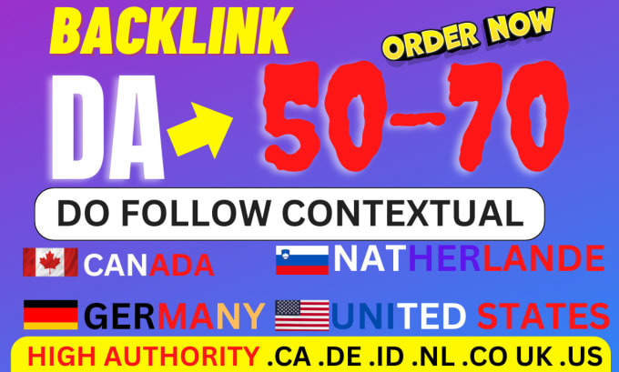 Gig Preview - Do da 50 to 70 german de, canada ca, dutch id seo backlinks