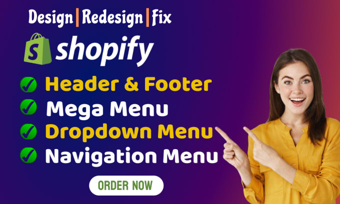 Gig Preview - Design or fix shopify mega menu, header and footer within 24 hours