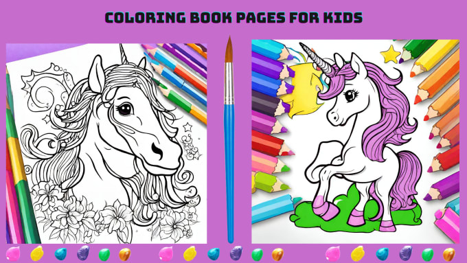 Gig Preview - Draw charm coloring book pages for kids