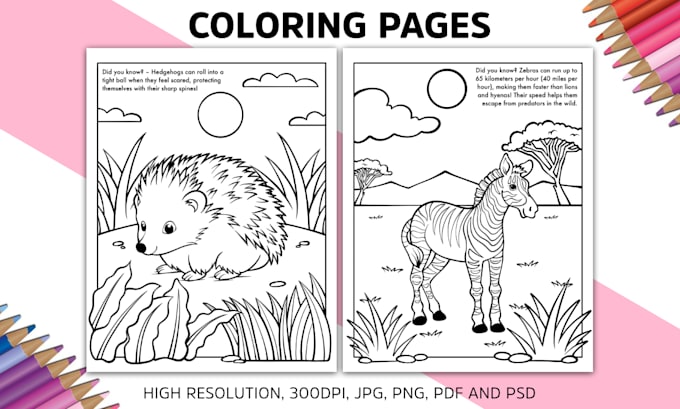 Gig Preview - Create coloring book pages for kids and children