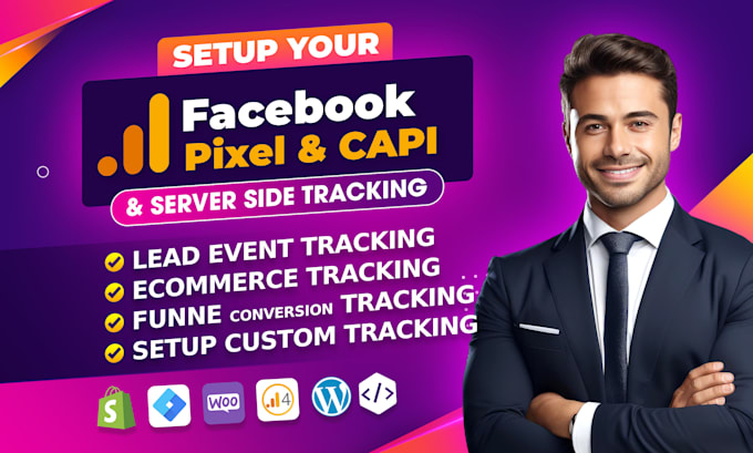 Gig Preview - Setup meta facebook pixel shopify, conversion API, GTM, ga4, tiktok, fix pixel