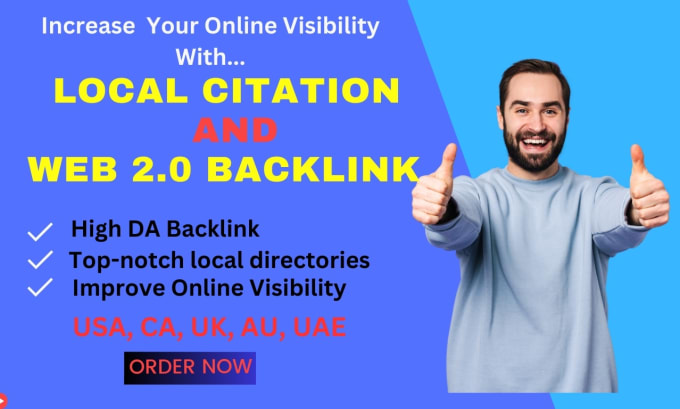 Gig Preview - Do local citation and web 2 0 backlink to improve online visibility, da