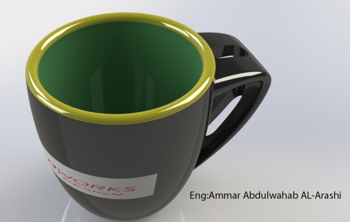 Gig Preview - Do 3d model for a cup using solidworks