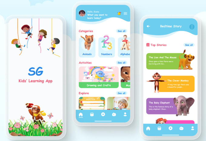 Gig Preview - Develop kids learning app educational e learning chat app quiz kids game video