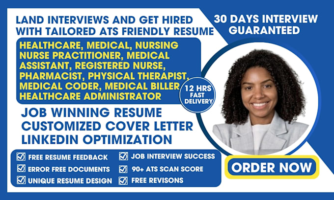 Gig Preview - Write healthcare resume, medical resume, nursing resume medical assistant resume