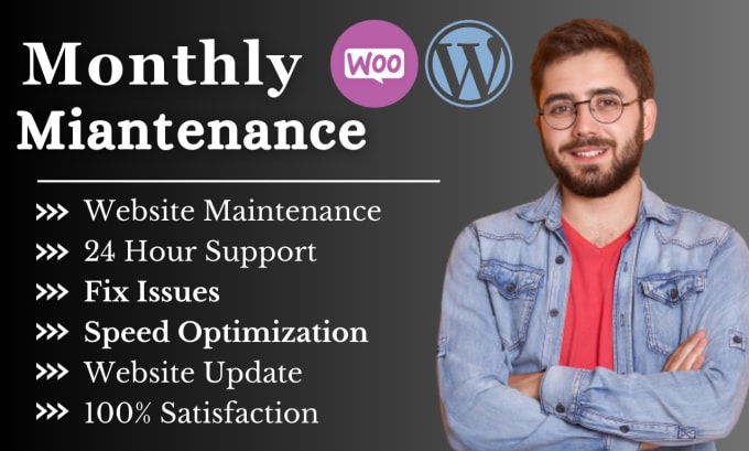 Gig Preview - Do monthly wordpress website maintenance, security, support, updates,  and help