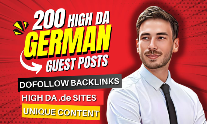 Gig Preview - Do high da german guest post authority seo backlinks building for google ranking