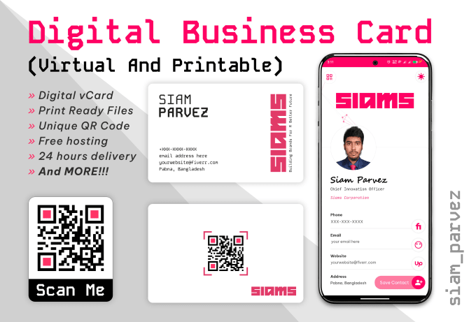 Gig Preview - Design website like clickable digital business card with qr code, vcard