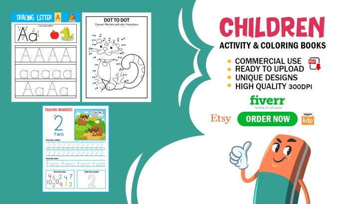 Gig Preview - Do custom kids activity book, worksheets for kindergarten, kids worksheets