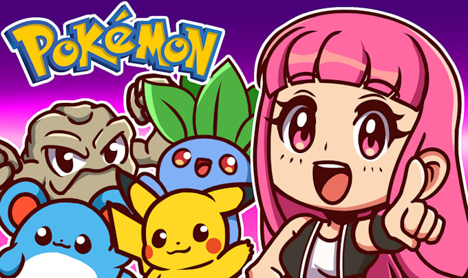 Gig Preview - Draw you as a cute chibi pokemon trainer