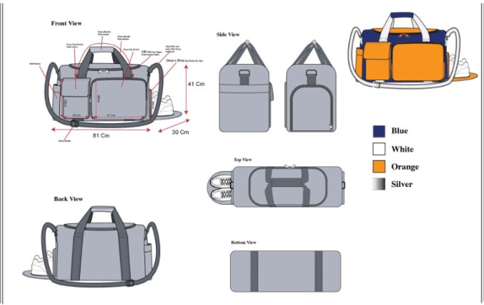 Gig Preview - Do bag tech pack, bag design, tote bag, duffle bag, handbag, backbag, purse, bag