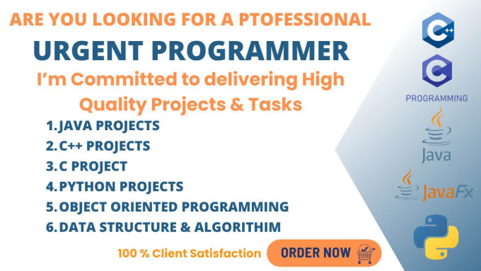 Gig Preview - Do your urgent programming tasks and projects in c cpp java and python
