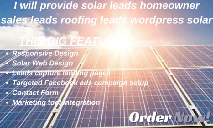 Gig Preview - Generate solar leads homeowner sales leads roofing leads, wordpress solar