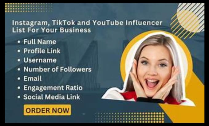 Gig Preview - Find best instagram, tiktok and youtube influencer list for influencer marketing