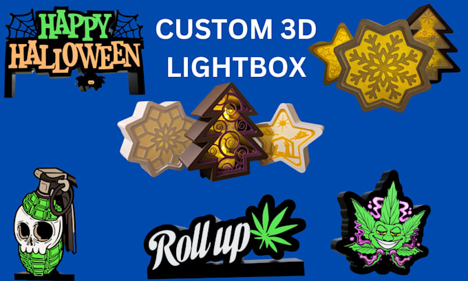 Gig Preview - Design custom 3d lightbox, 3d logo, keychain, 3mf, text for 3d printing in stl