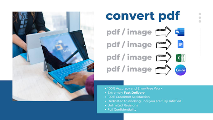 Gig Preview - Convert pdf to word, google docs, powerpoint, excel and any typing job