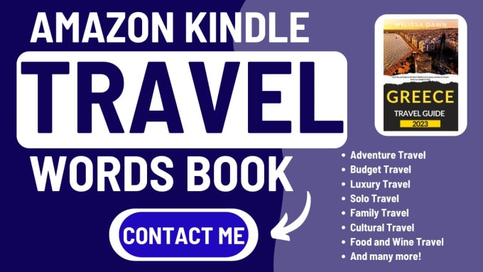 Gig Preview - Write amazon kindle travel ebook book writer writing amazon kdp ghostwriting