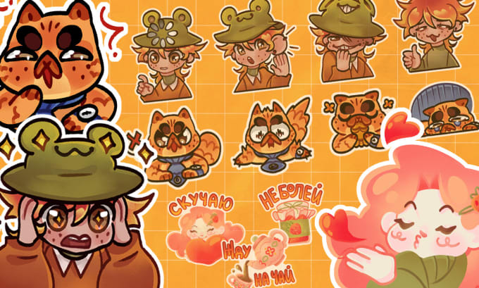 Gig Preview - Draw cute cartoon or chibi illustration art or stickers sheet