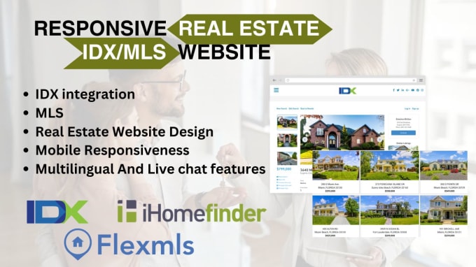 Gig Preview - Real estate website, property management website, real estate idx website