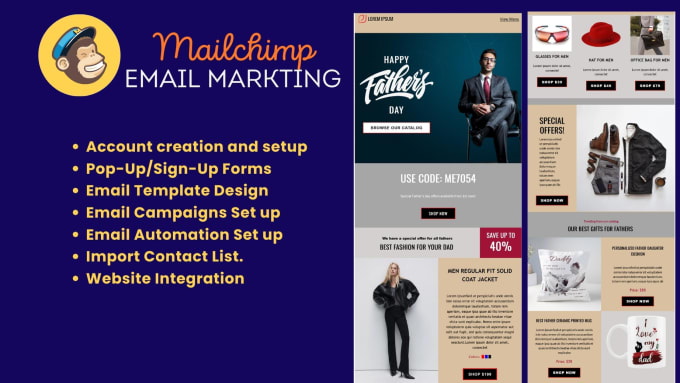 Gig Preview - Do mailchimp email marketing campaigns and automation expert