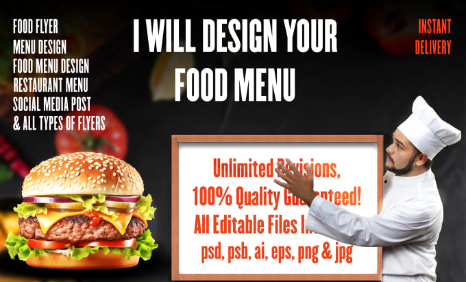 Gig Preview - Create food social media post, restaurant menu and flyer design